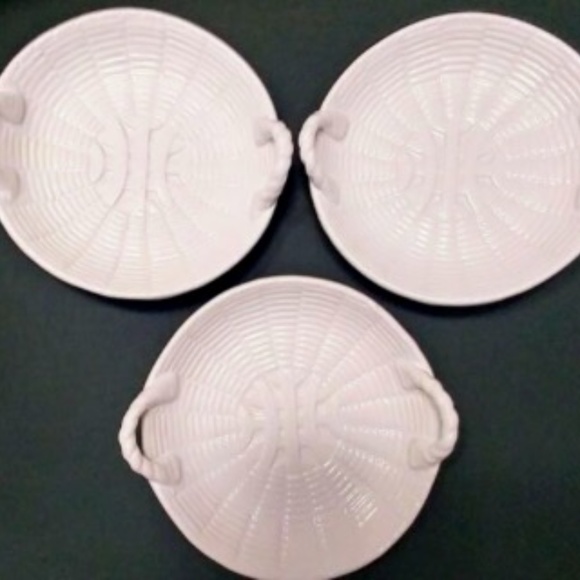 Basket Weave Bowls Plates Handles Vintage - Picture 1 of 3
